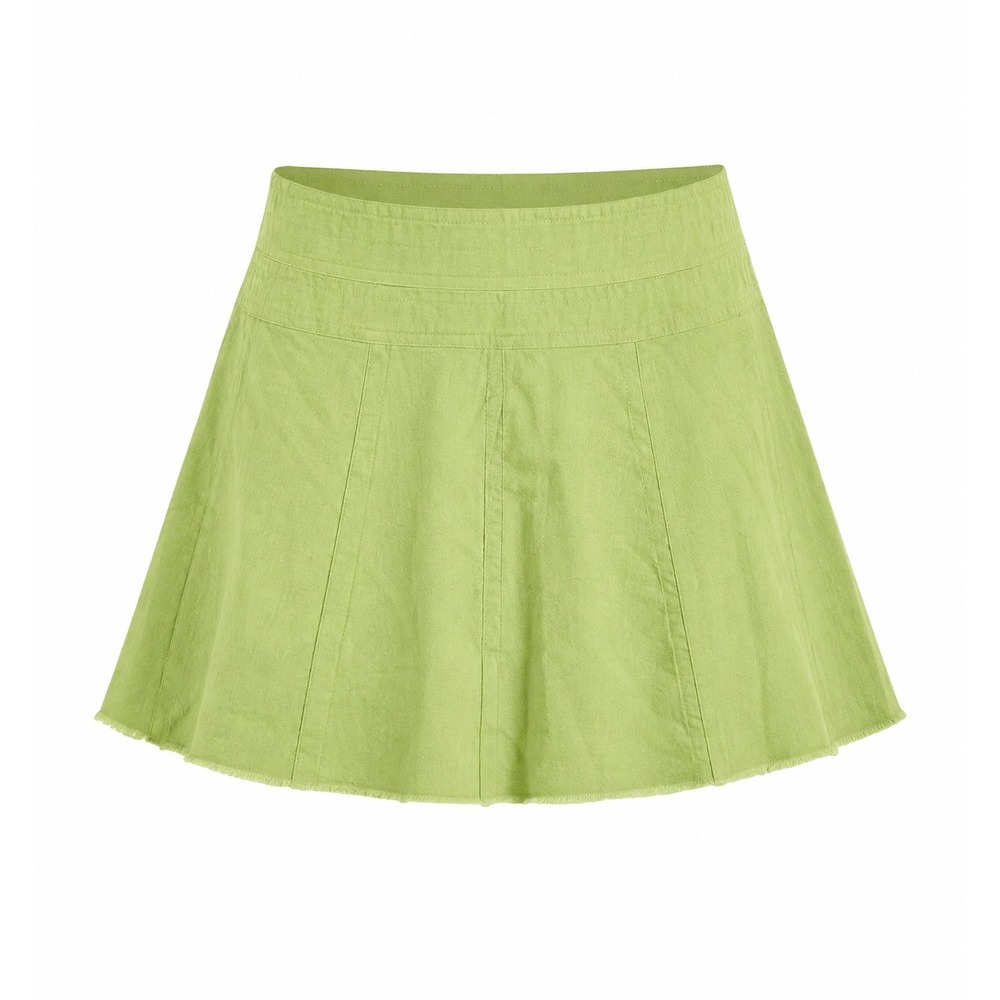 prAna Cotton Raw Edge A-Line mini Skirt women 14 preppy Green preppy coastal
